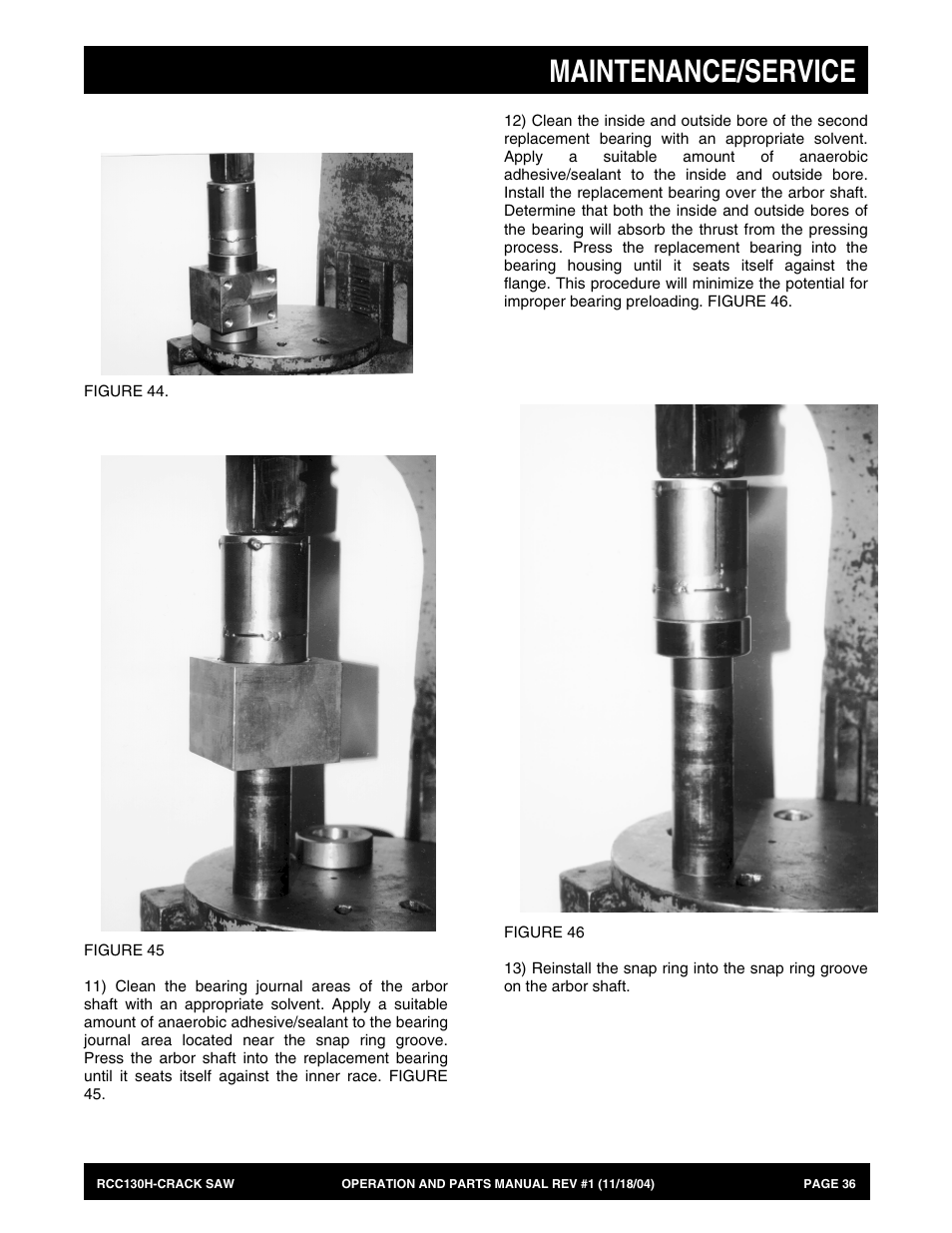 Maintenance/service | Multiquip RCC130H User Manual | Page 36 / 60