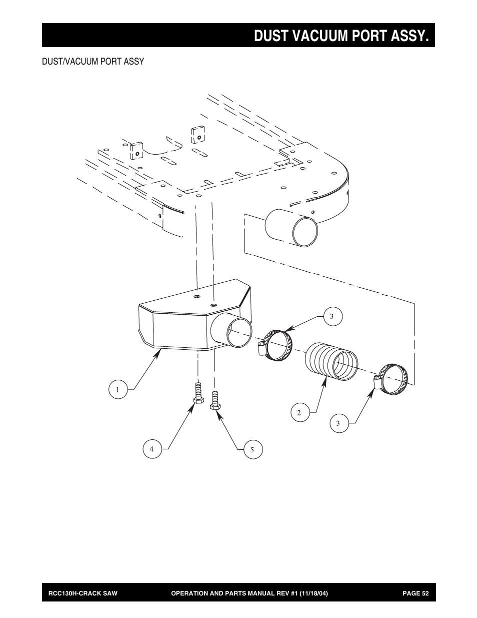 Dust vacuum port assy | Multiquip RCC130H User Manual | Page 52 / 60