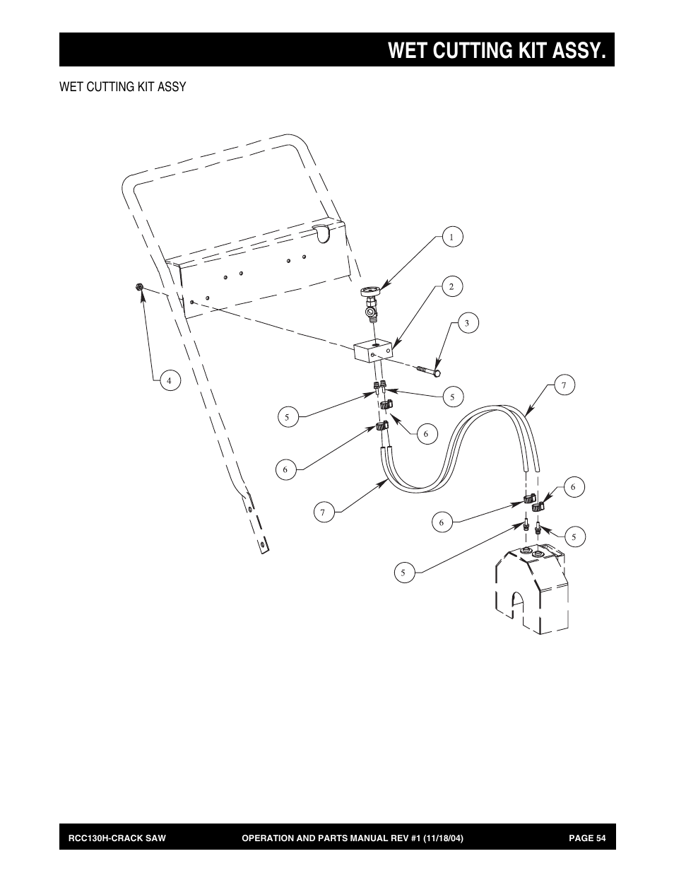 Wet cutting kit assy | Multiquip RCC130H User Manual | Page 54 / 60