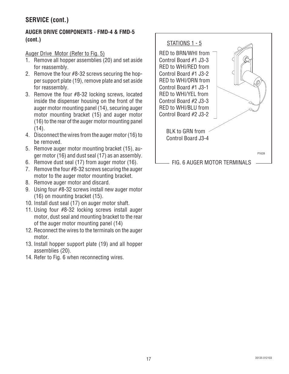 Service (cont.) | Bunn FMD-5 User Manual | Page 17 / 45