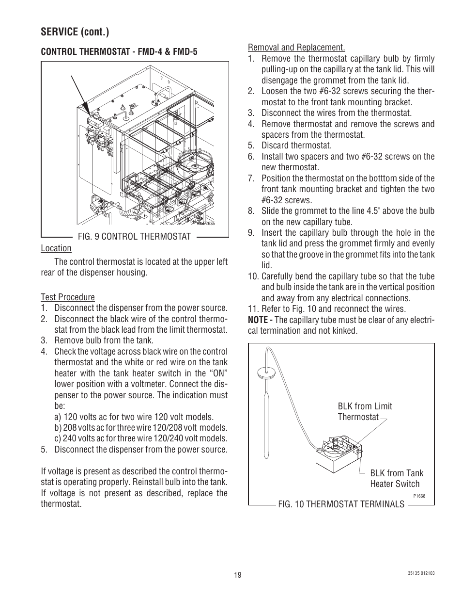 Service (cont.) | Bunn FMD-5 User Manual | Page 19 / 45