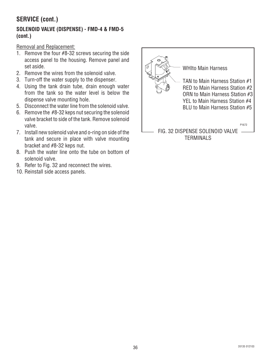 Service (cont.) | Bunn FMD-5 User Manual | Page 36 / 45