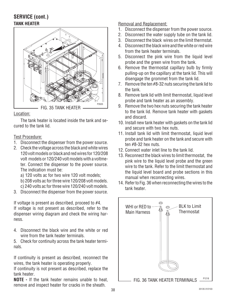 Service (cont.) | Bunn FMD-5 User Manual | Page 38 / 45