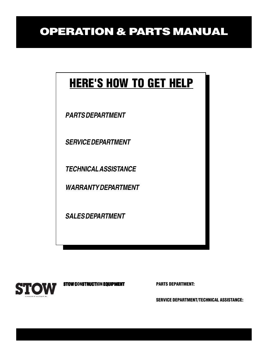 Here's how to get help, Operation & parts manual | Multiquip SFCG1 SERIES User Manual | Page 84 / 84