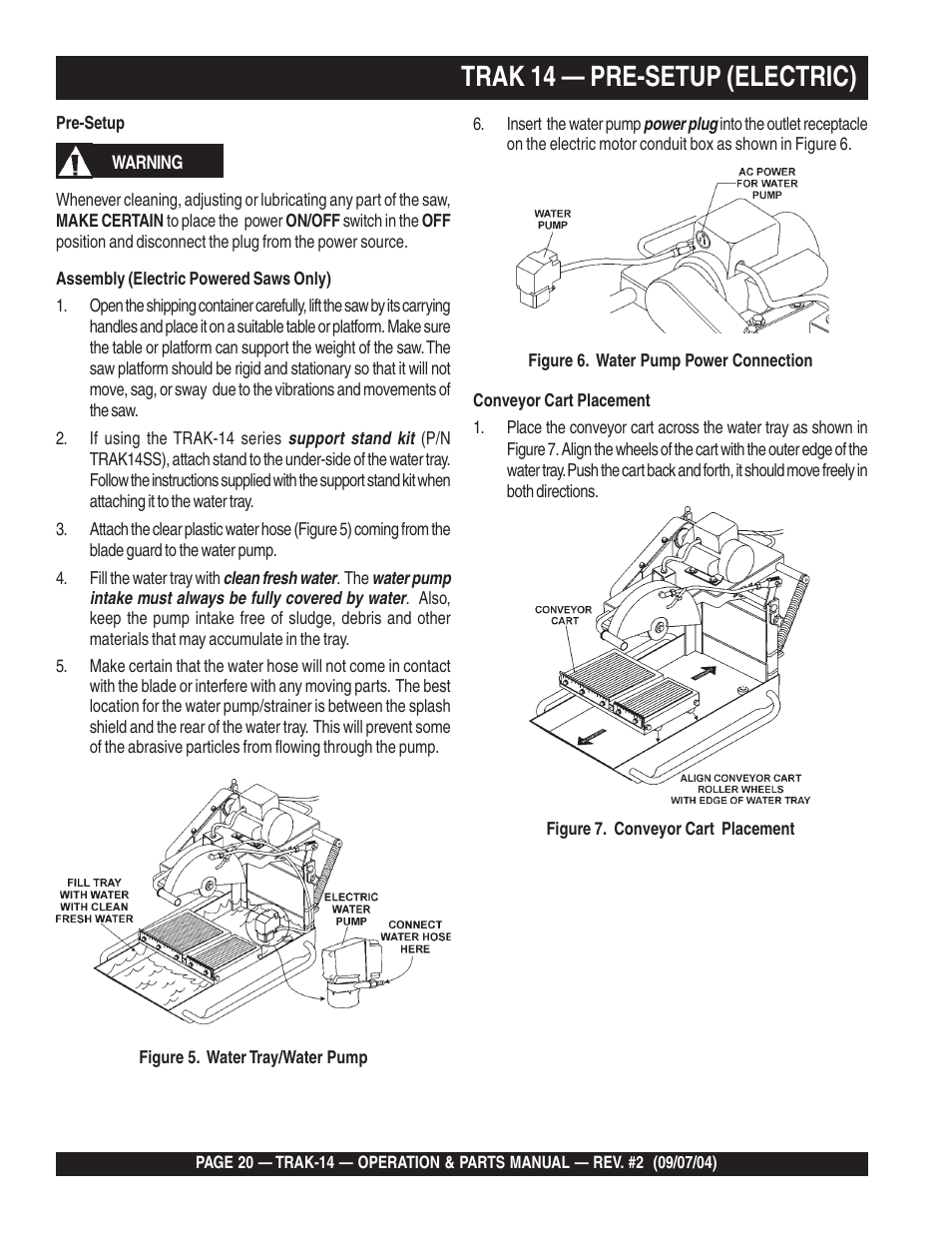 Trak 14 — pre-setup (electric) | Multiquip MS1420E User Manual | Page 20 / 94