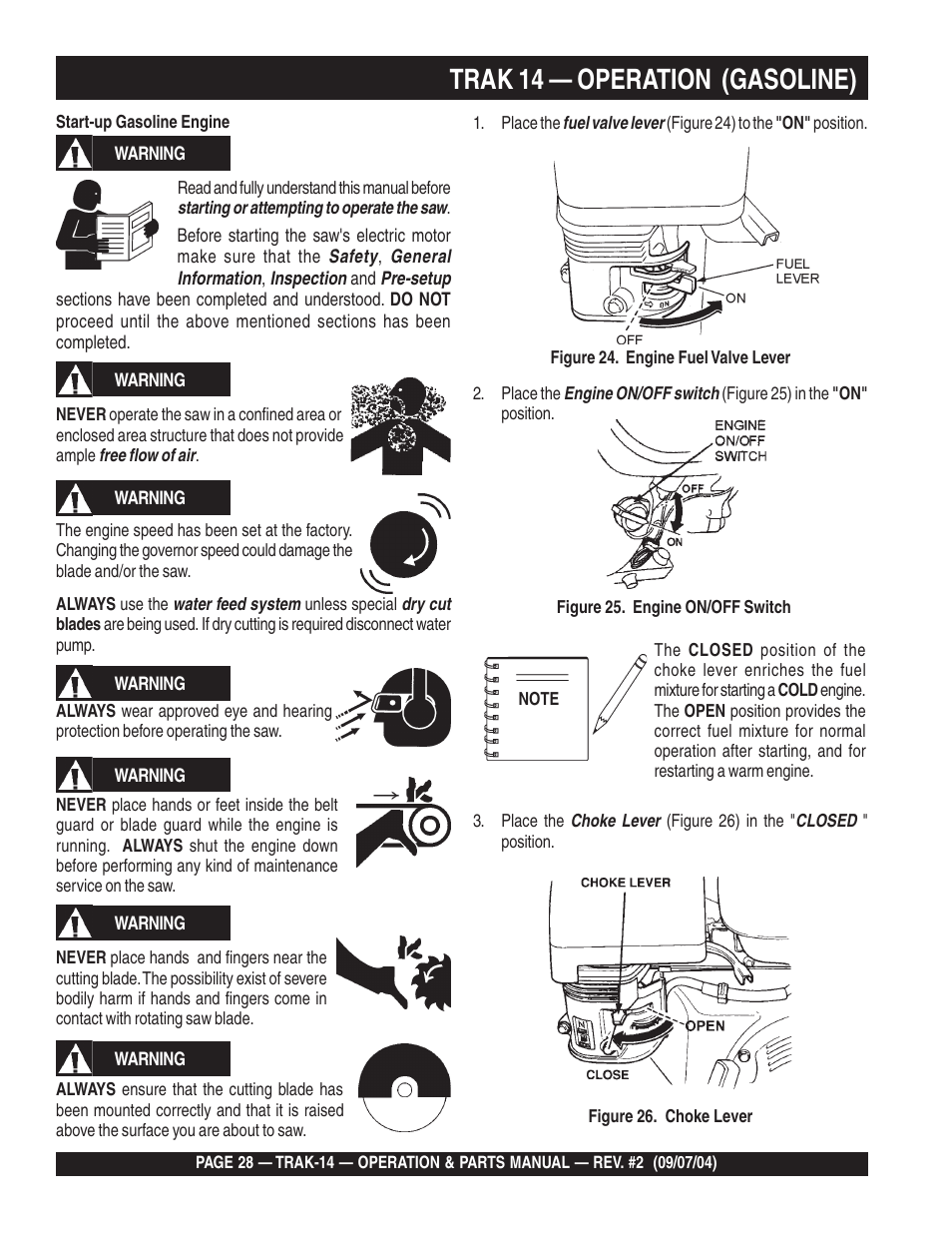 Trak 14 — operation (gasoline) | Multiquip MS1420E User Manual | Page 28 / 94