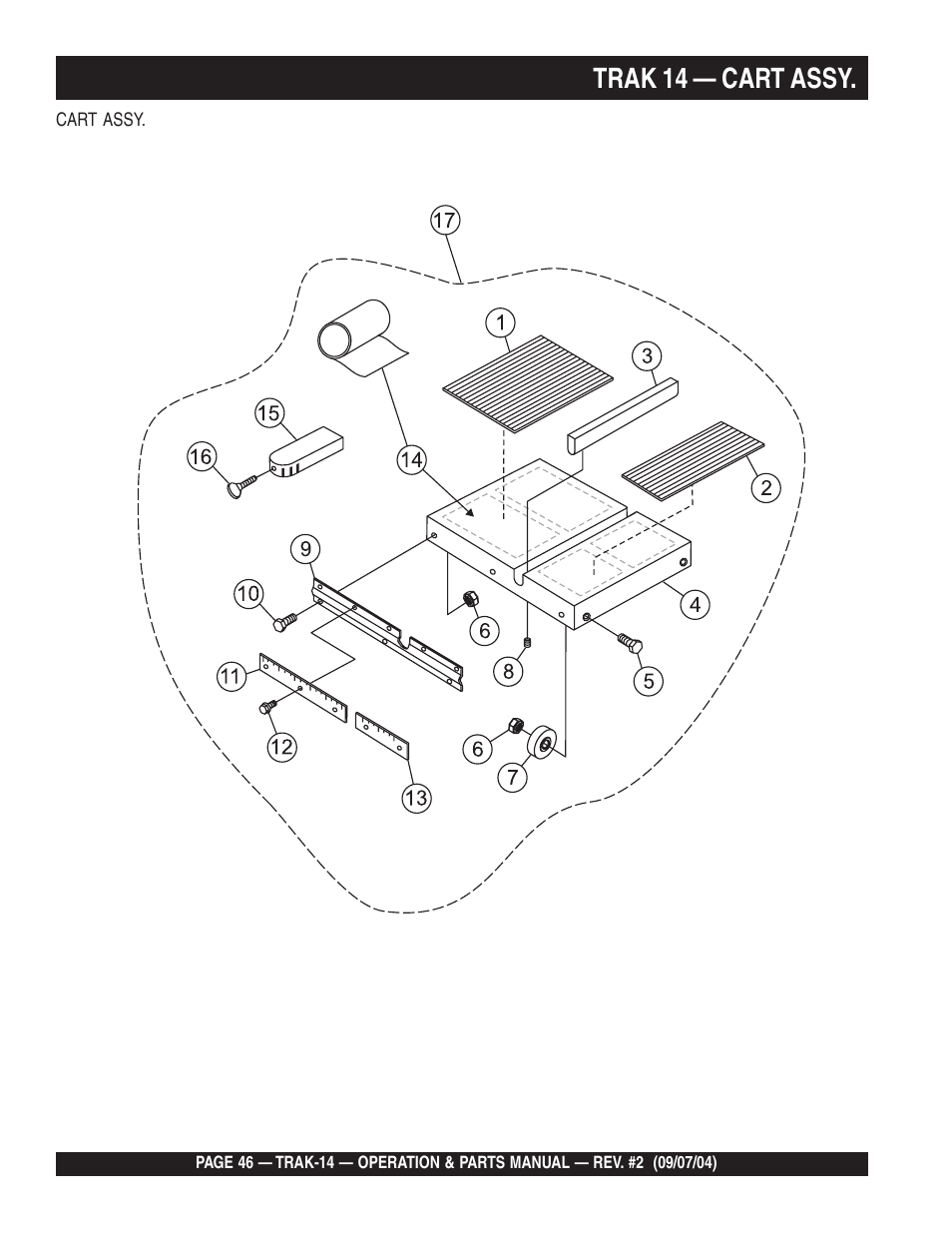 Trak 14 — cart assy | Multiquip MS1420E User Manual | Page 46 / 94