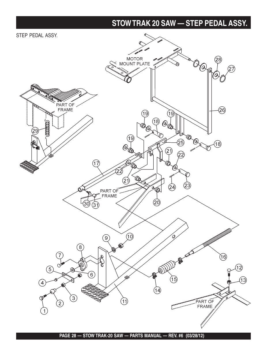 Stow trak 20 saw — step pedal assy | Multiquip MS2090HP User Manual | Page 28 / 64