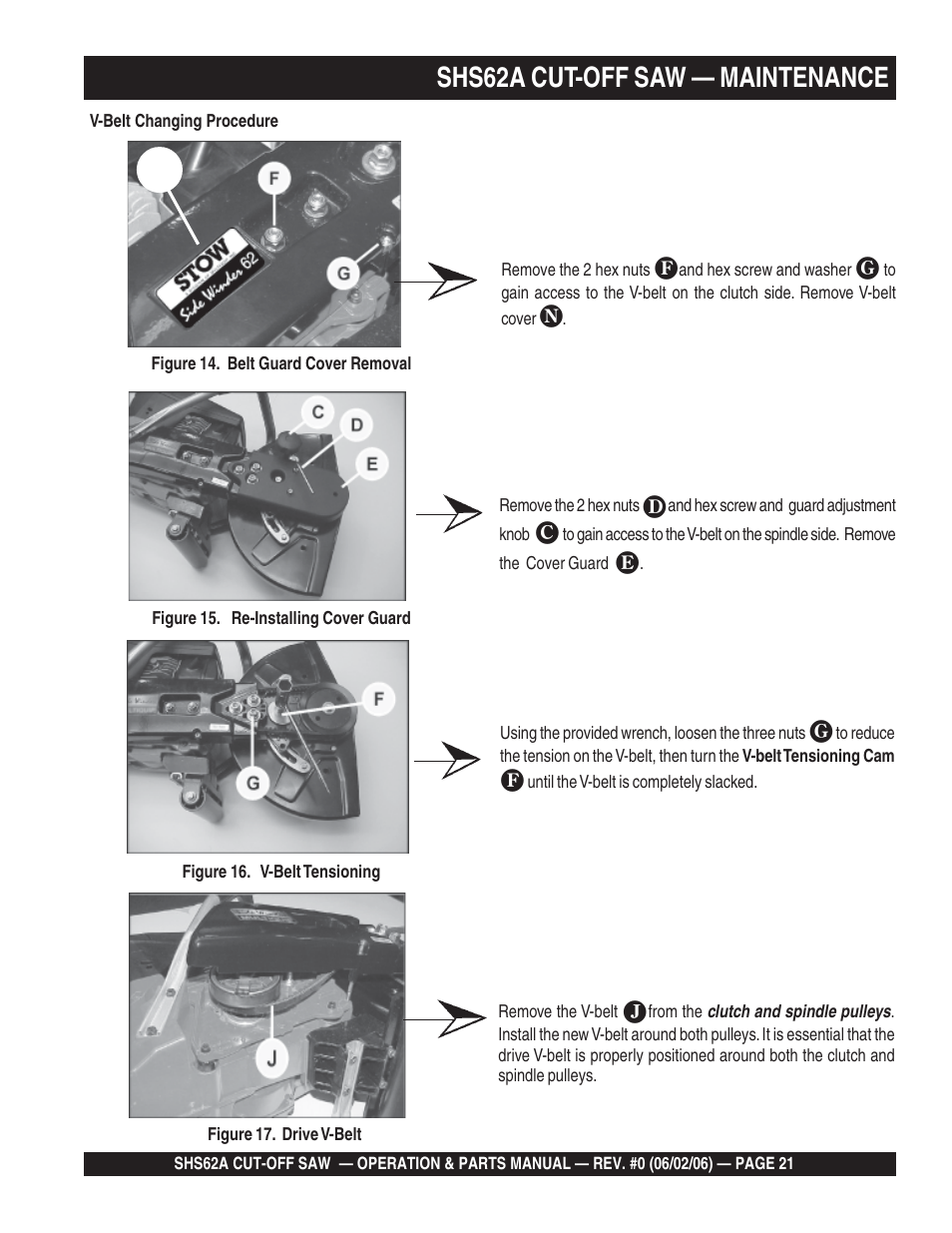 Shs62a cut-off saw — maintenance | Multiquip SHS62A User Manual | Page 21 / 68