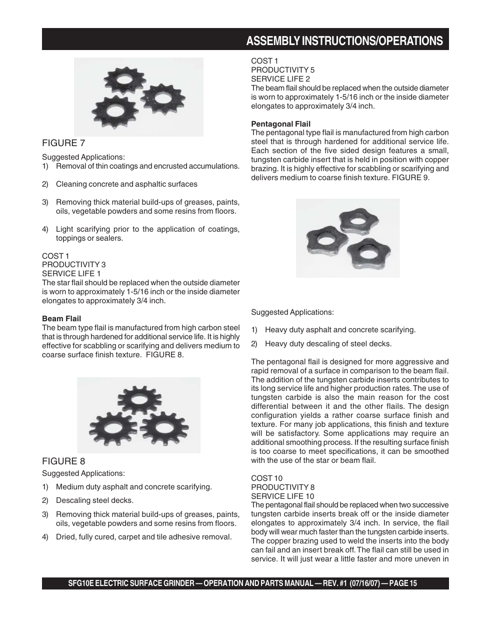 Assembly instructions/operations | Multiquip SFG10E User Manual | Page 15 / 62
