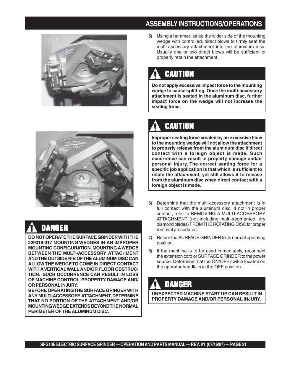 Danger, Caution, Caution danger danger danger danger danger | Multiquip SFG10E User Manual | Page 21 / 62