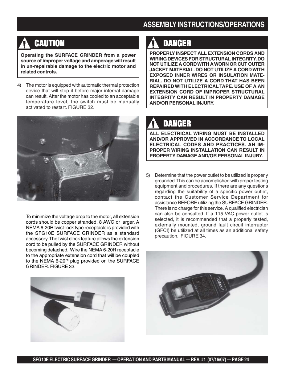 Caution, Danger | Multiquip SFG10E User Manual | Page 24 / 62