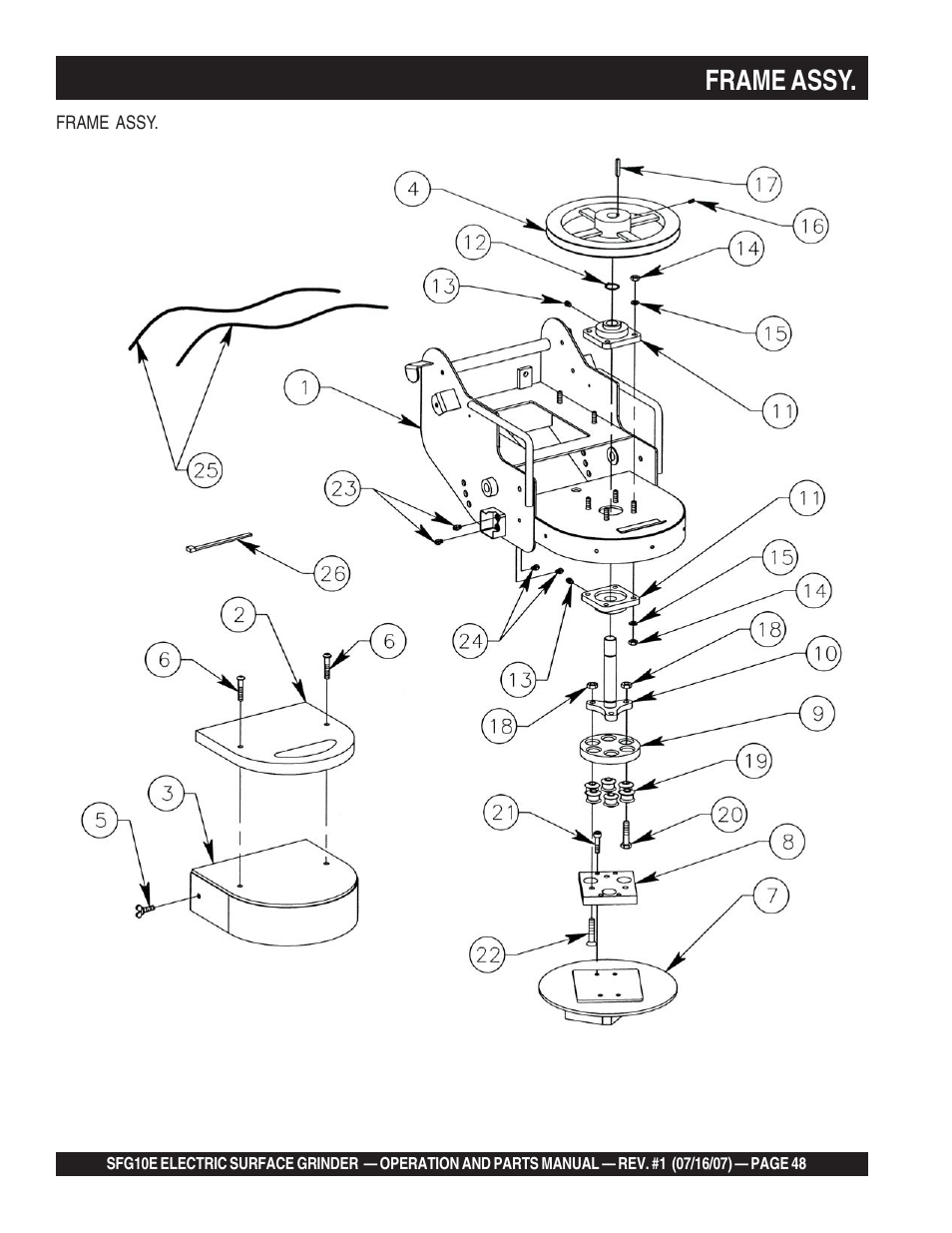 Frame assy | Multiquip SFG10E User Manual | Page 48 / 62