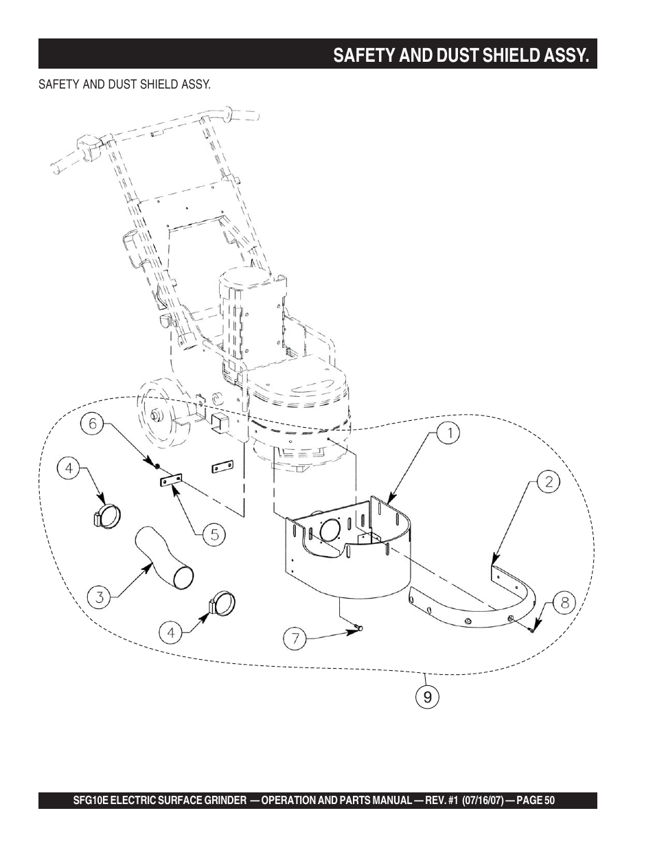 Safety and dust shield assy | Multiquip SFG10E User Manual | Page 50 / 62