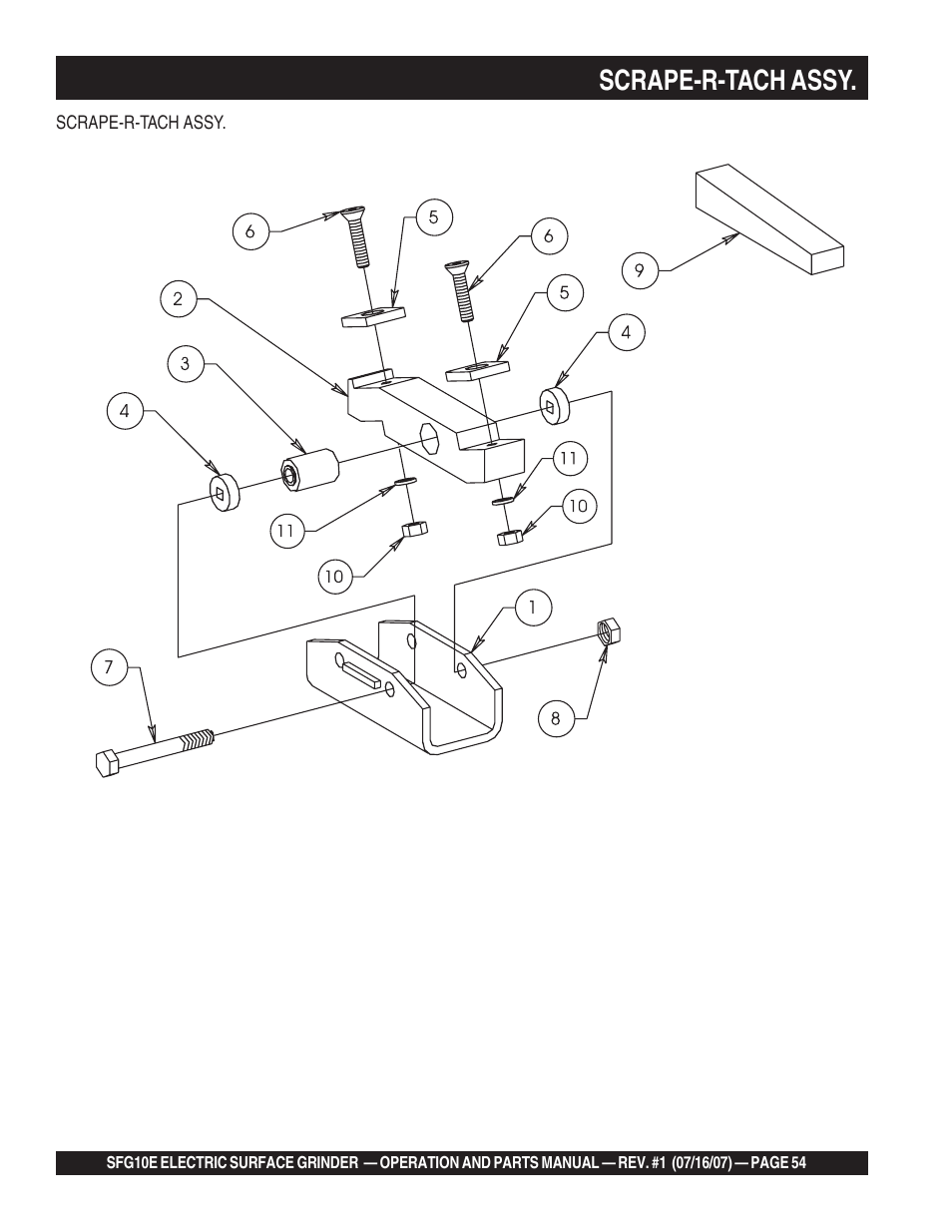 Scrape-r-tach assy | Multiquip SFG10E User Manual | Page 54 / 62