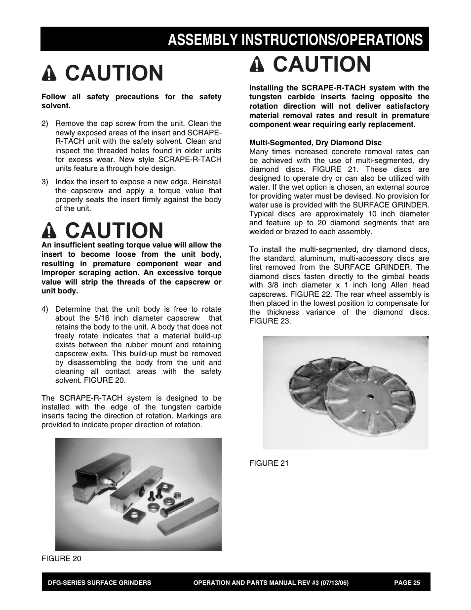 Caution, Assembly instructions/operations | Multiquip DFG Series User Manual | Page 25 / 80