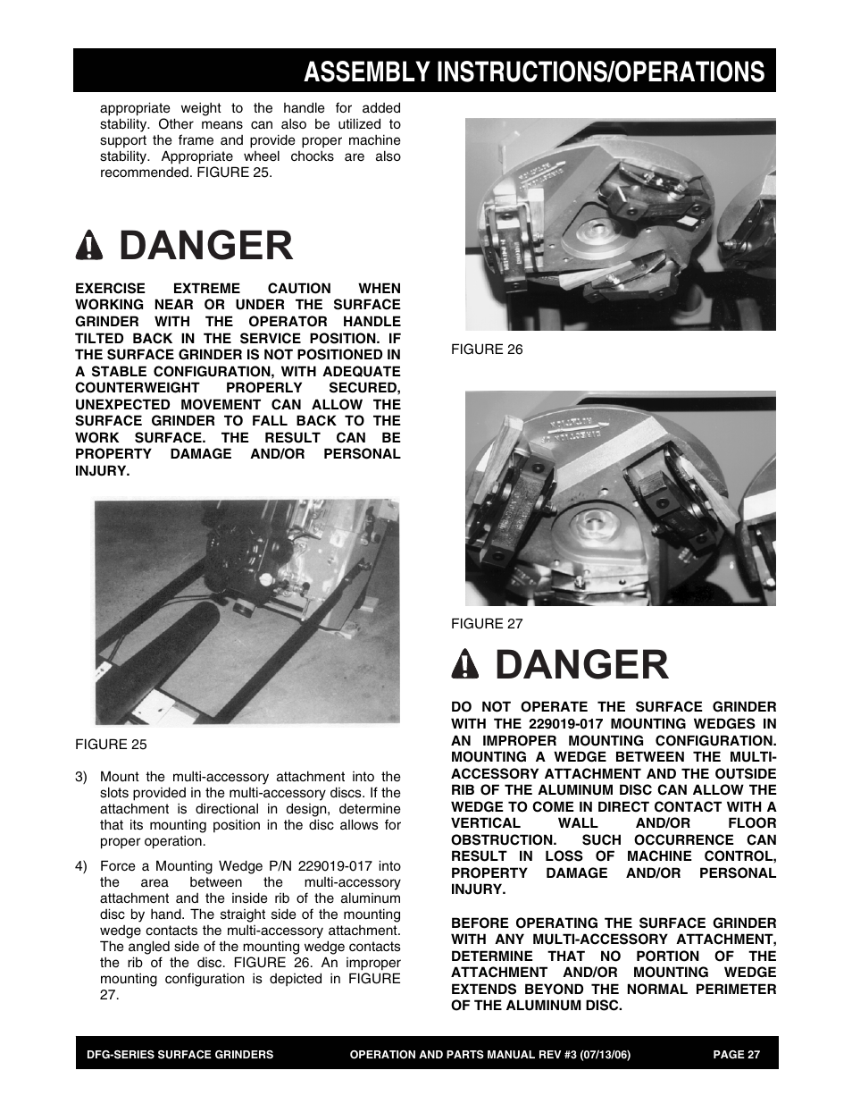 Danger, Assembly instructions/operations | Multiquip DFG Series User Manual | Page 27 / 80