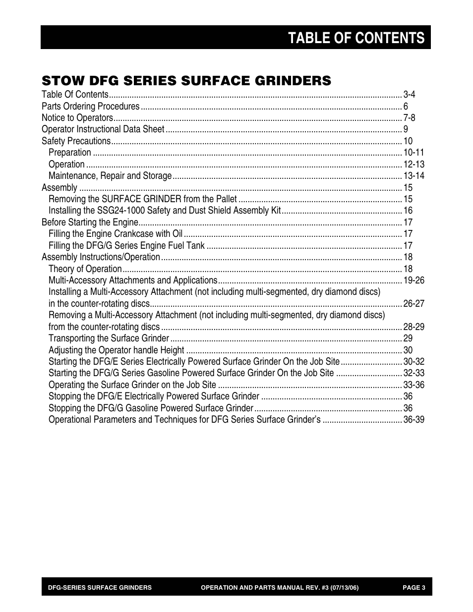 Multiquip DFG Series User Manual | Page 3 / 80