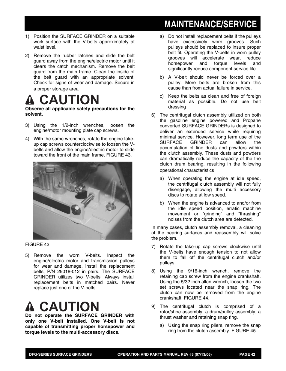 Caution, Maintenance/service | Multiquip DFG Series User Manual | Page 42 / 80