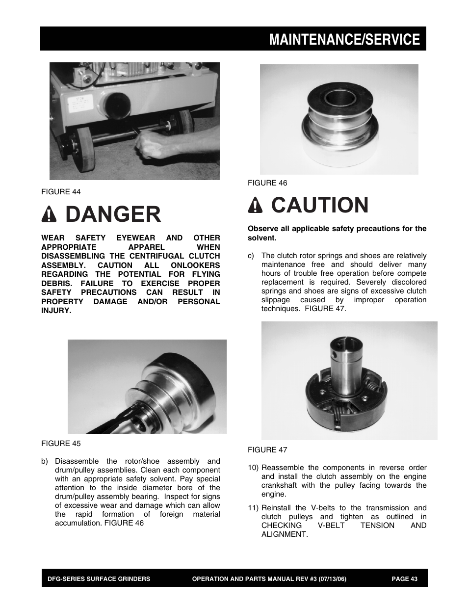 Danger, Caution, Maintenance/service | Multiquip DFG Series User Manual | Page 43 / 80