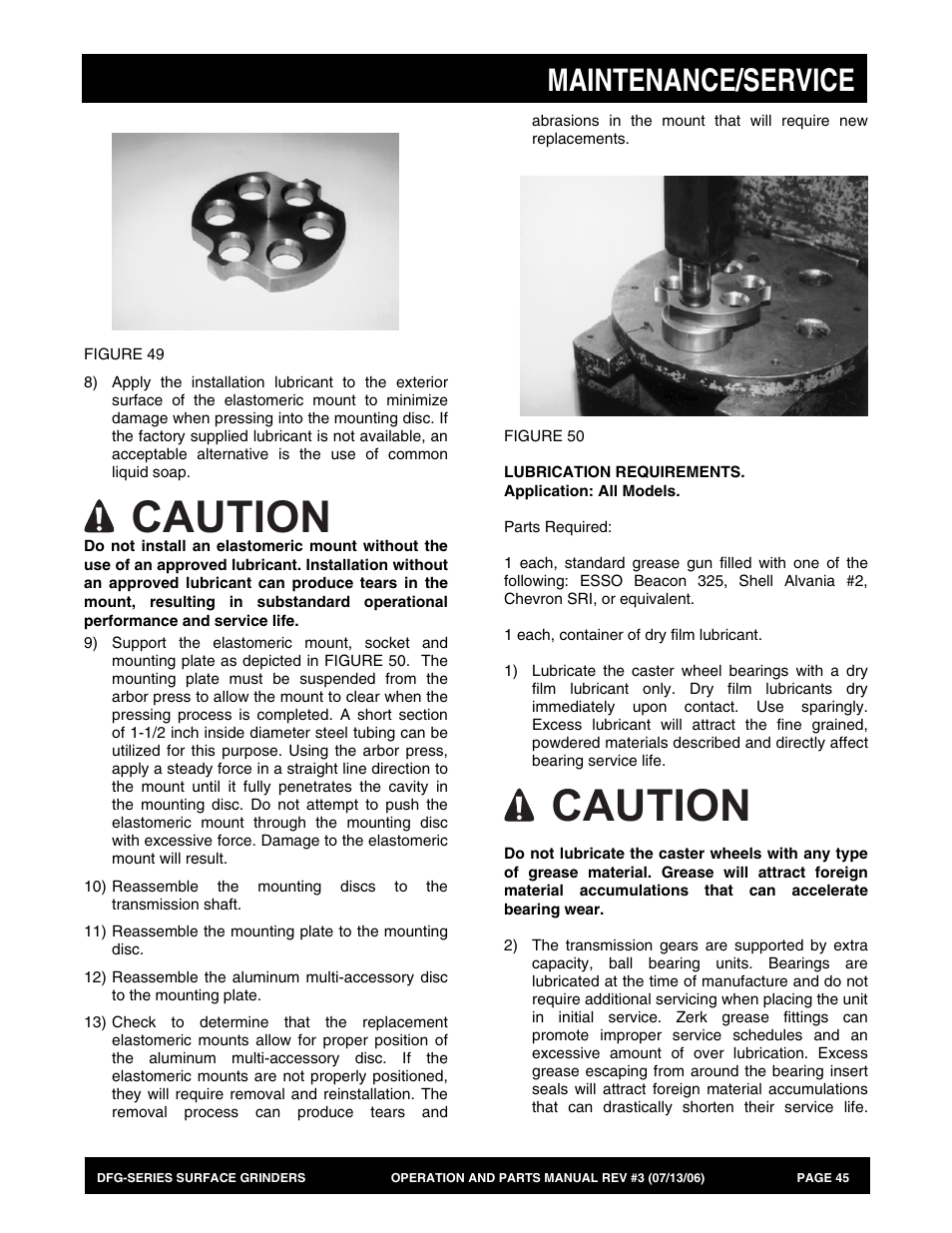 Caution, Maintenance/service | Multiquip DFG Series User Manual | Page 45 / 80