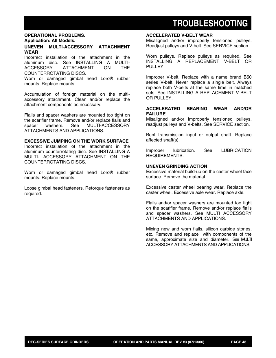 Troubleshooting | Multiquip DFG Series User Manual | Page 48 / 80