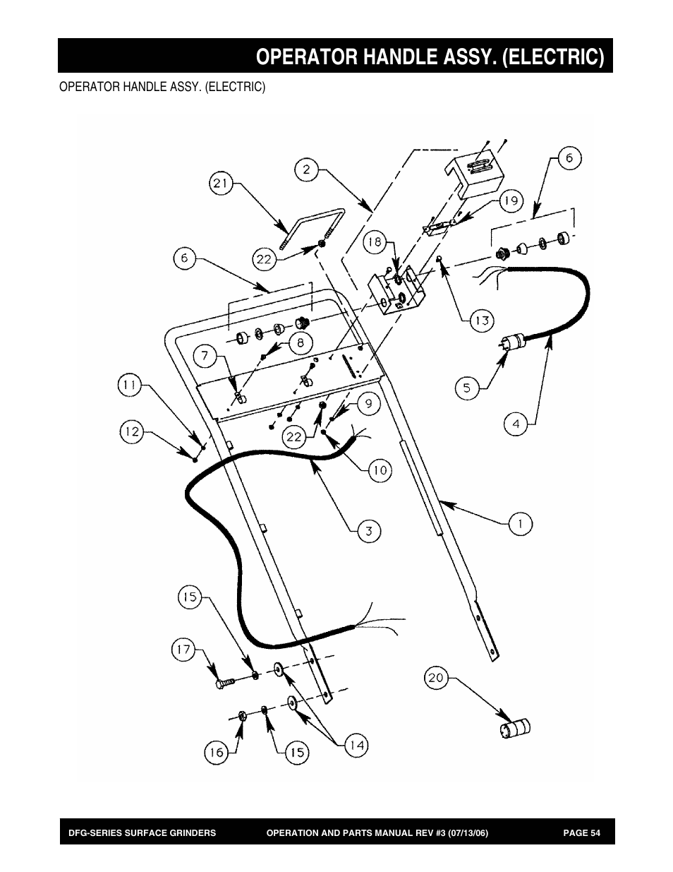 Operator handle assy. (electric) | Multiquip DFG Series User Manual | Page 54 / 80