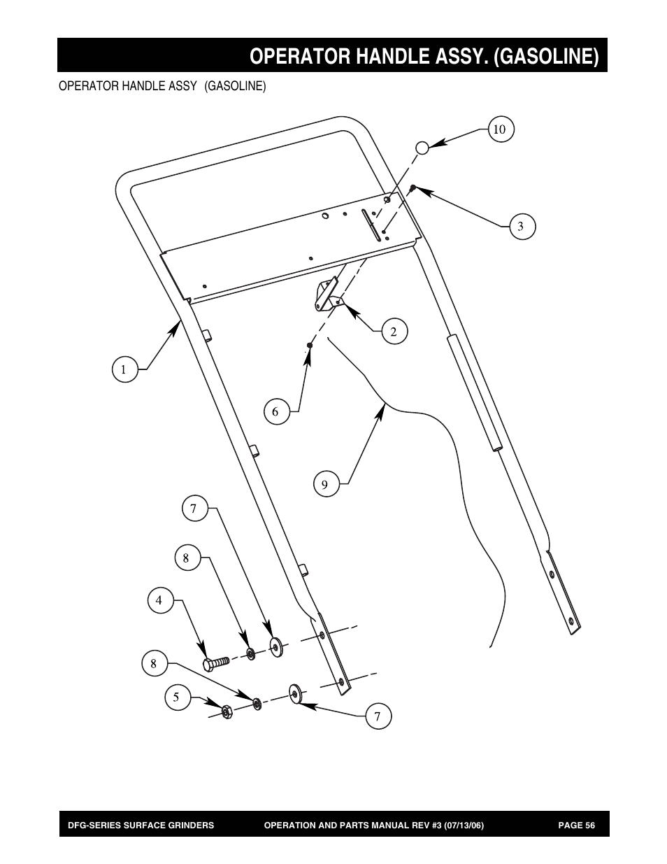 Operator handle assy. (gasoline) | Multiquip DFG Series User Manual | Page 56 / 80