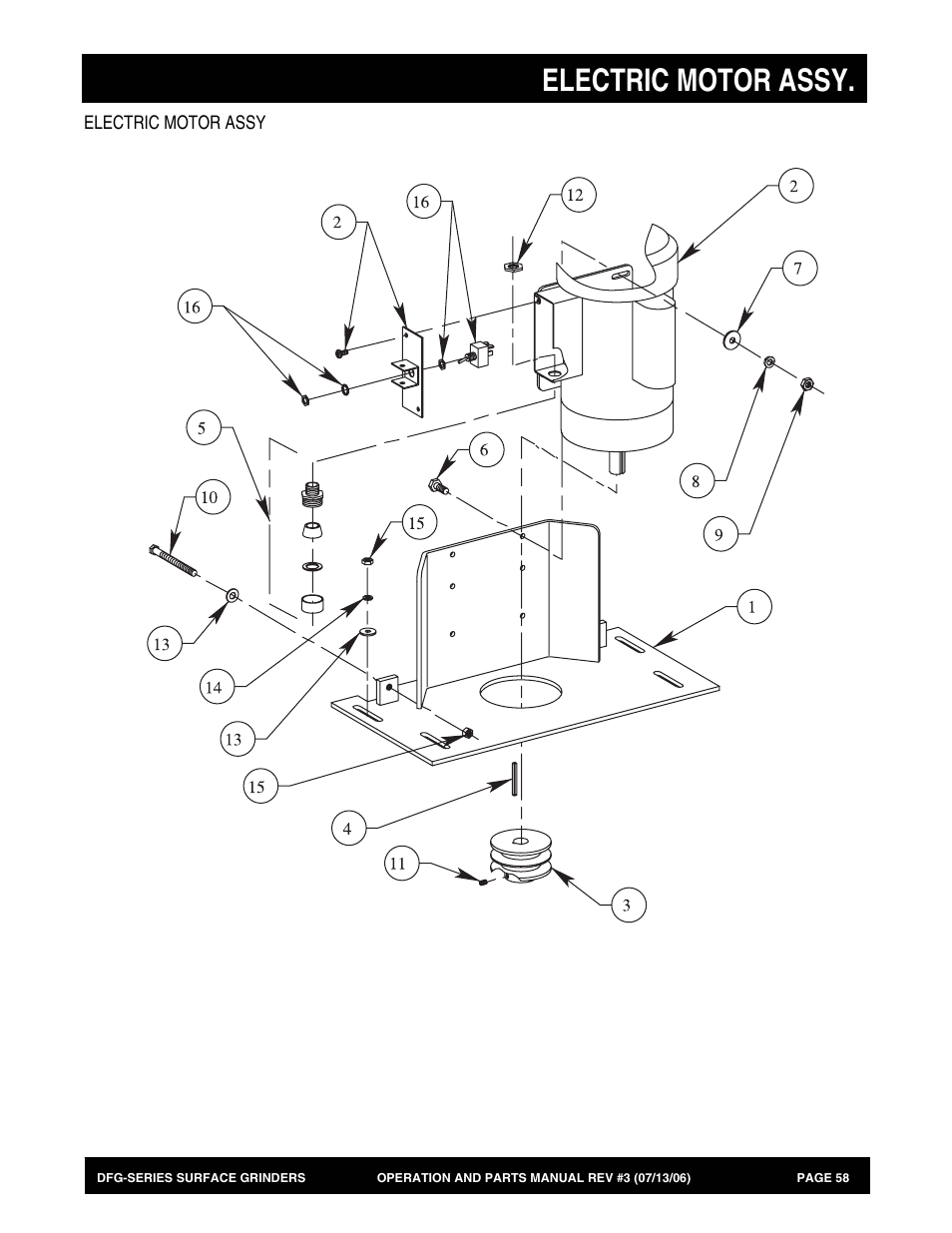 Electric motor assy | Multiquip DFG Series User Manual | Page 58 / 80