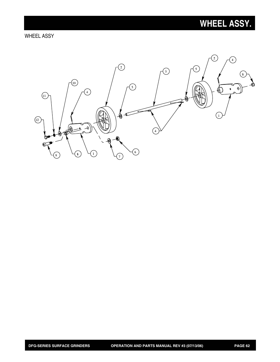 Wheel assy | Multiquip DFG Series User Manual | Page 62 / 80