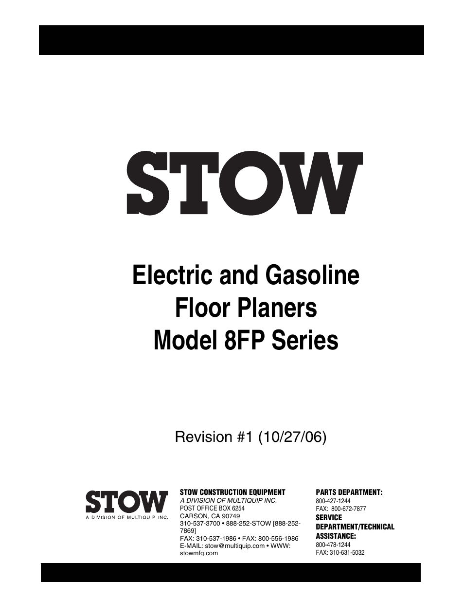 Multiquip 8FP Series User Manual | 74 pages
