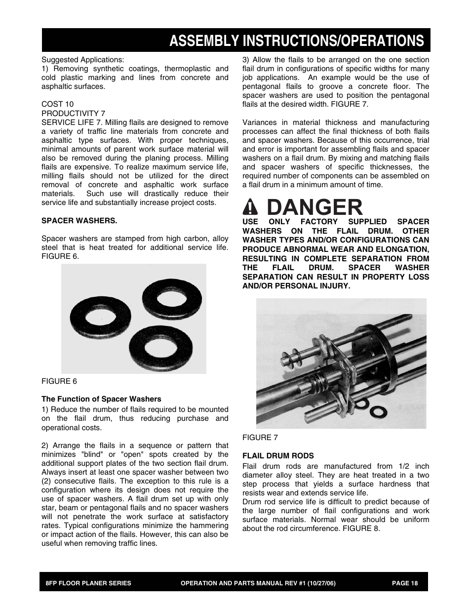 Danger, Assembly instructions/operations | Multiquip 8FP Series User Manual | Page 18 / 74