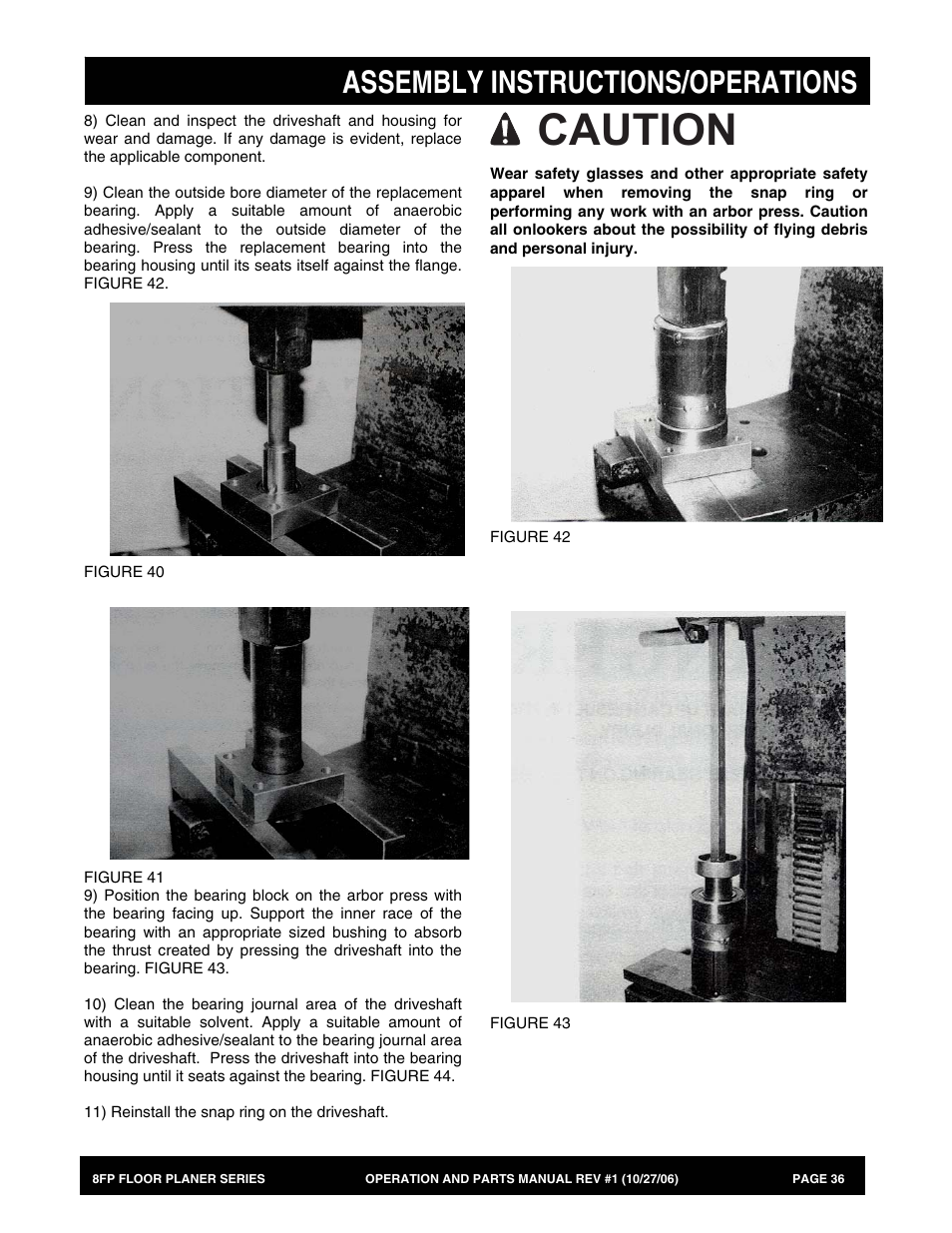 Caution, Assembly instructions/operations | Multiquip 8FP Series User Manual | Page 36 / 74