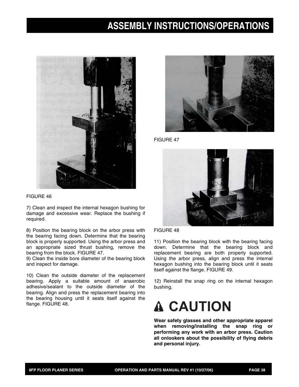 Caution, Assembly instructions/operations | Multiquip 8FP Series User Manual | Page 38 / 74
