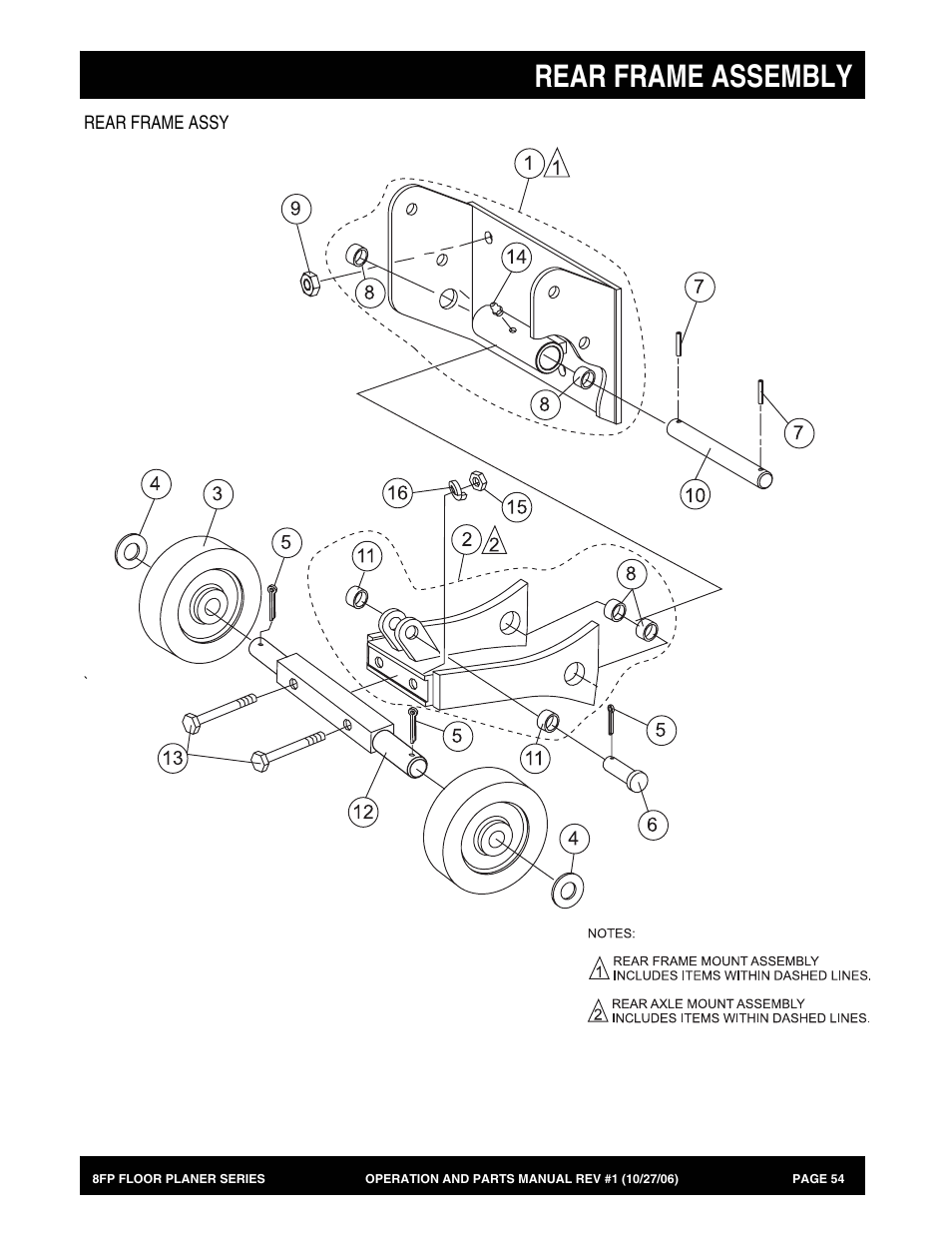 Rear frame assembly | Multiquip 8FP Series User Manual | Page 54 / 74