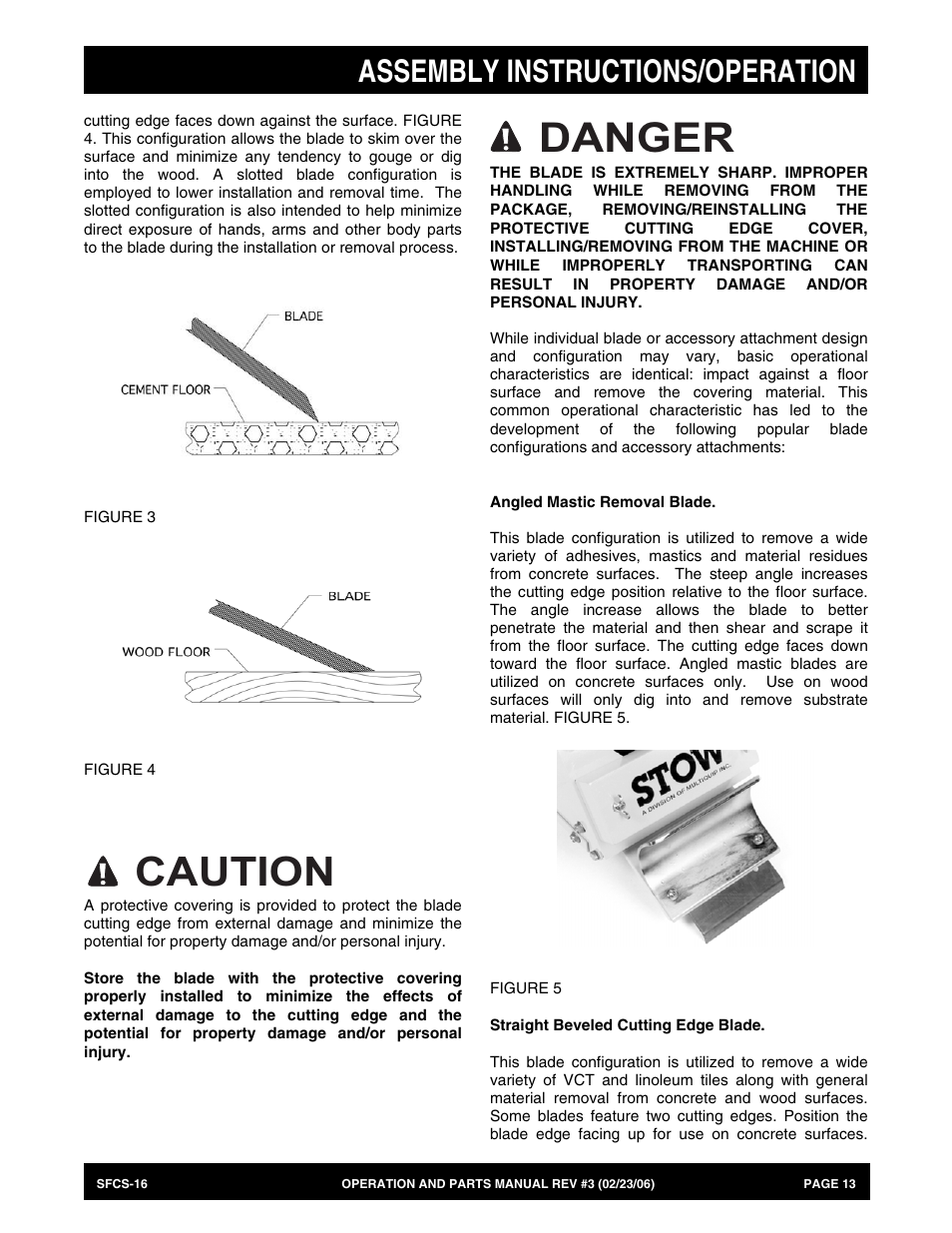 Danger, Caution, Assembly instructions/operation | Multiquip SFCS16 User Manual | Page 13 / 52