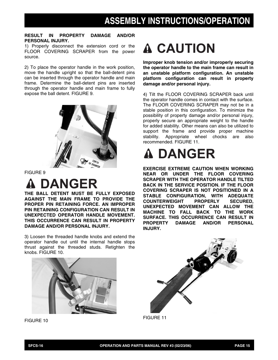 Danger, Caution, Assembly instructions/operation | Multiquip SFCS16 User Manual | Page 15 / 52