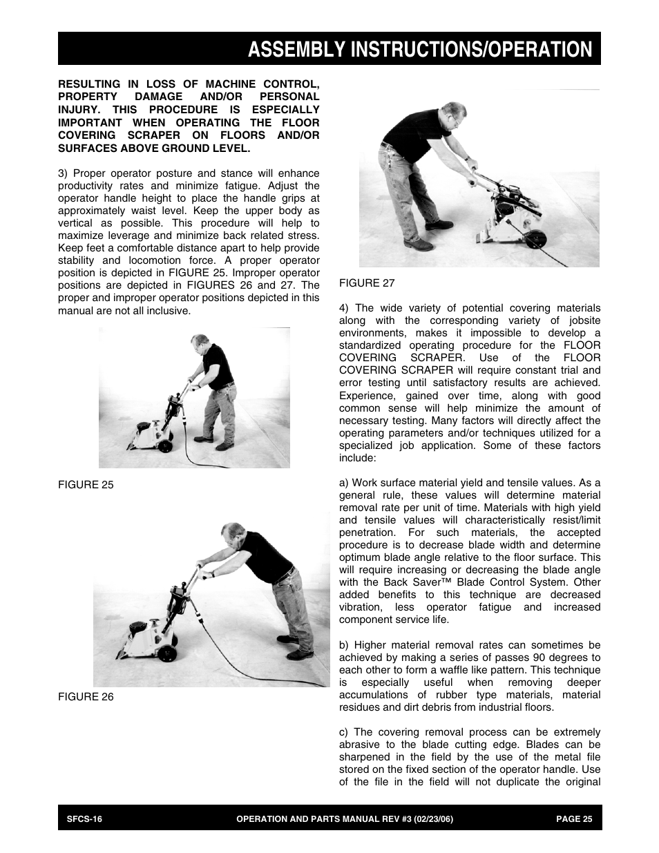 Assembly instructions/operation | Multiquip SFCS16 User Manual | Page 25 / 52