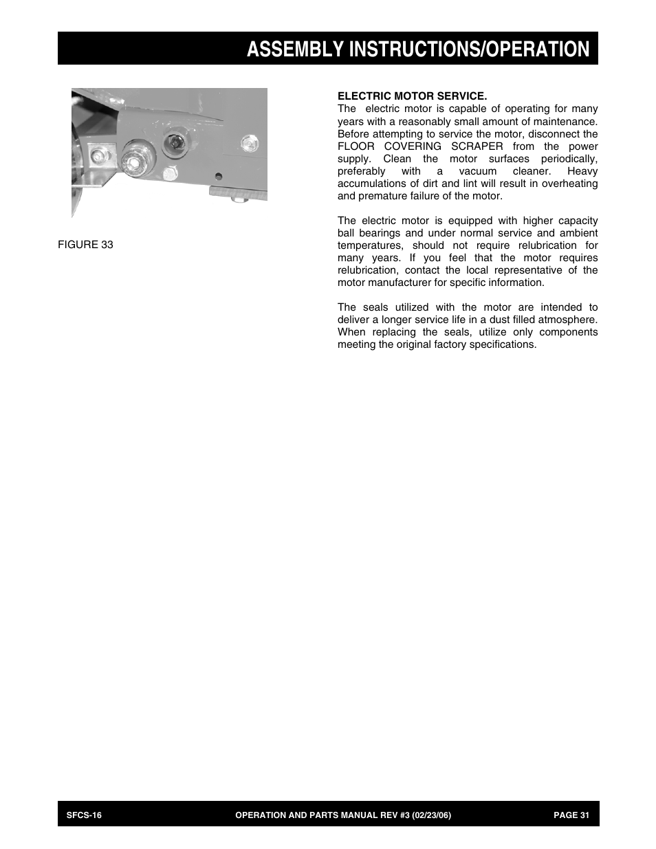 Assembly instructions/operation | Multiquip SFCS16 User Manual | Page 31 / 52