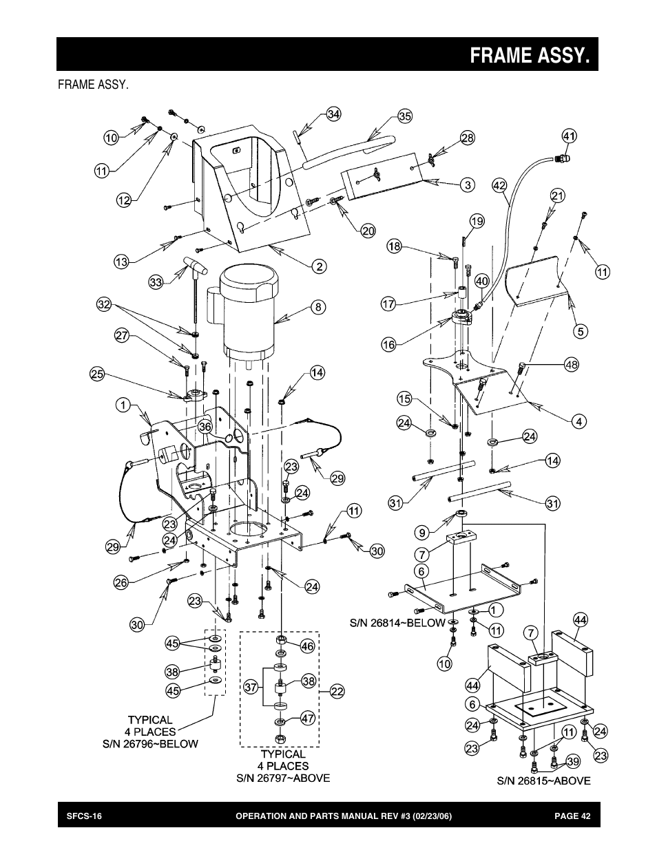Frame assy | Multiquip SFCS16 User Manual | Page 42 / 52