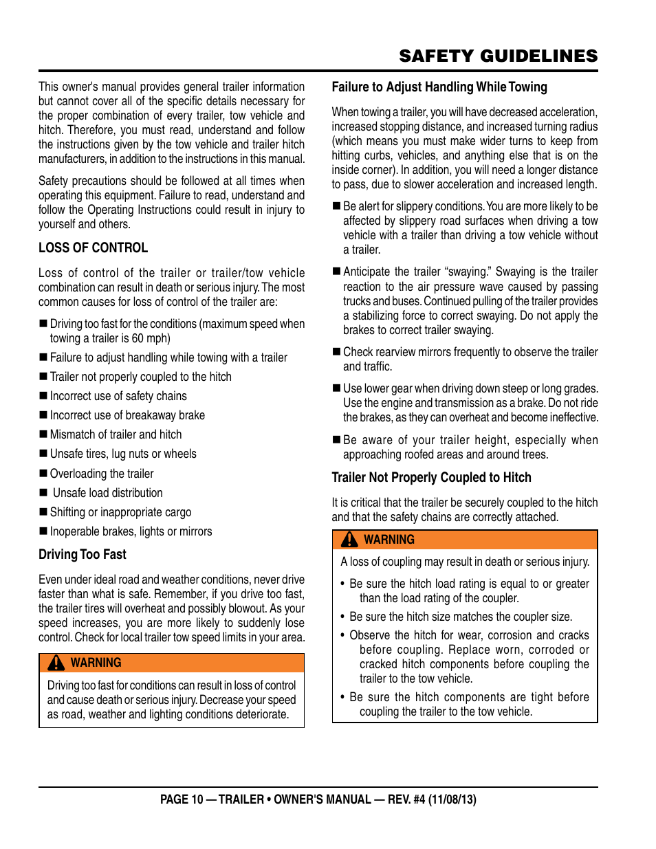 Safety guidelines | Multiquip Trailers User Manual | Page 10 / 52