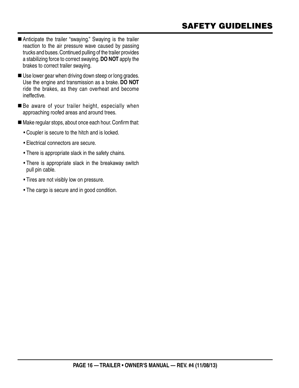 Safety guidelines | Multiquip Trailers User Manual | Page 16 / 52