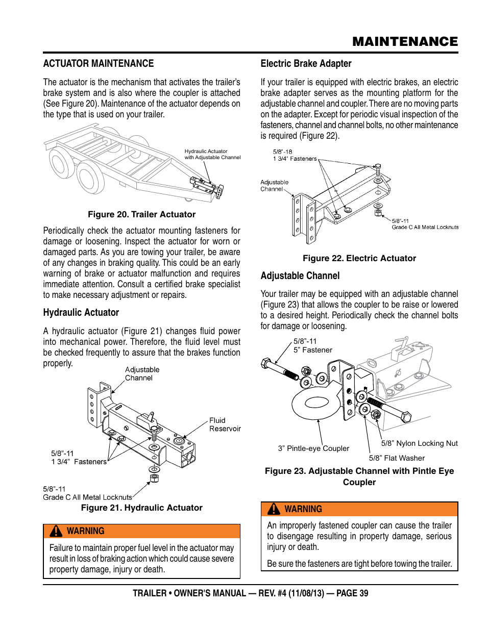 Maintenance | Multiquip Trailers User Manual | Page 39 / 52