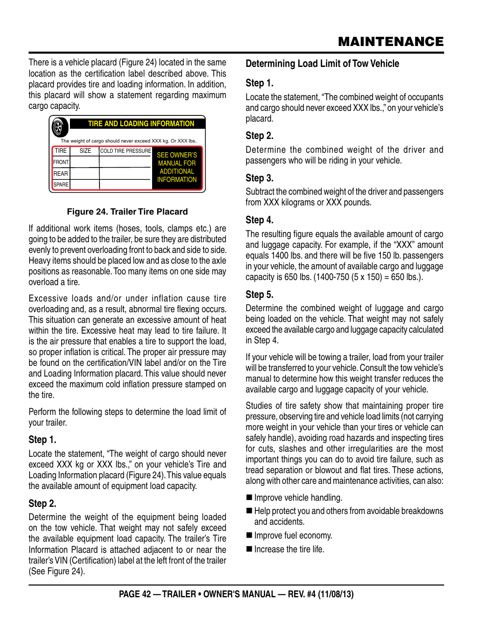 Maintenance | Multiquip Trailers User Manual | Page 42 / 52