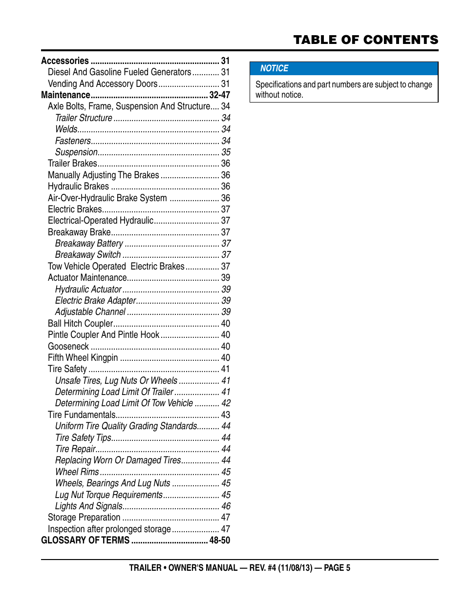 Multiquip Trailers User Manual | Page 5 / 52