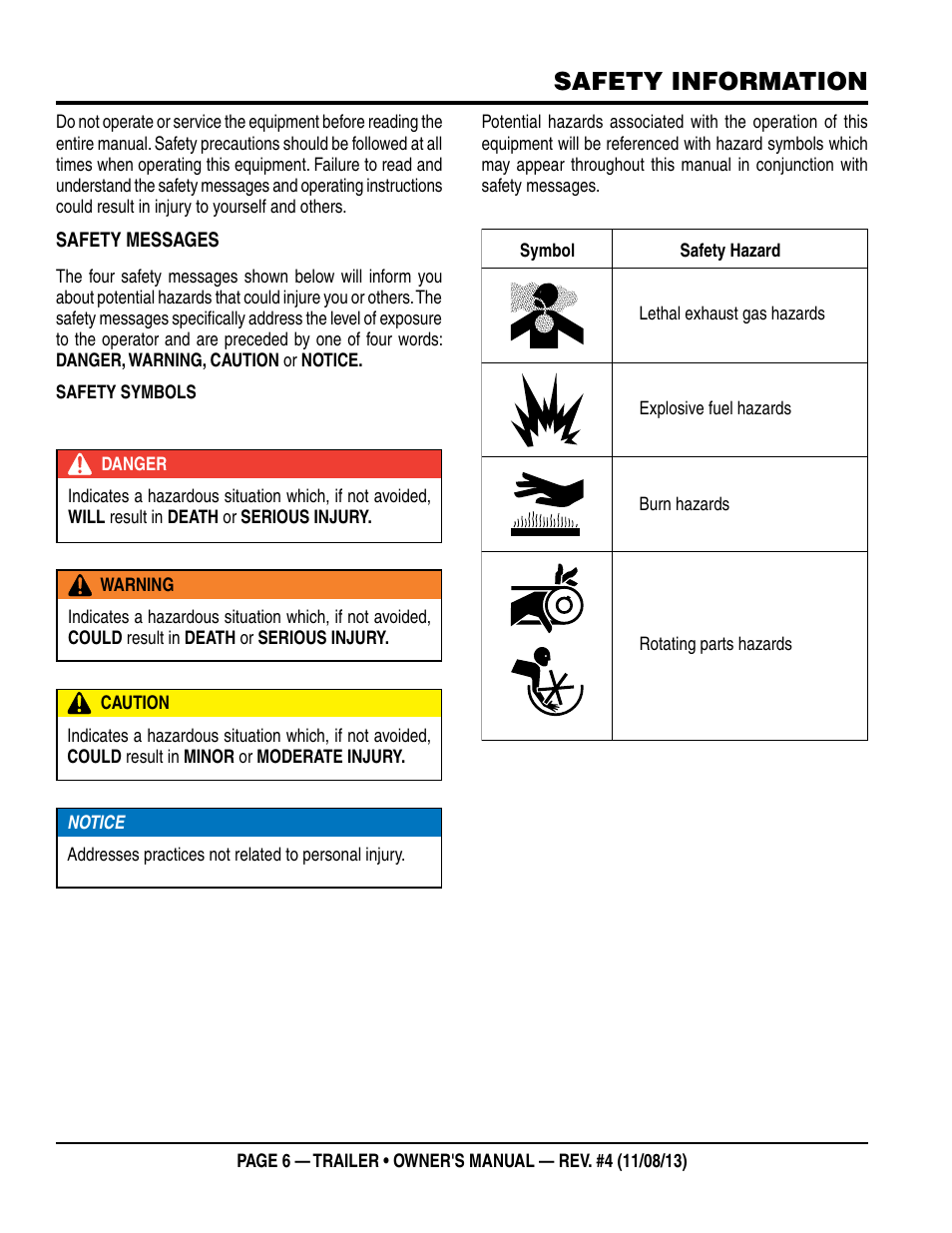 Safety information | Multiquip Trailers User Manual | Page 6 / 52