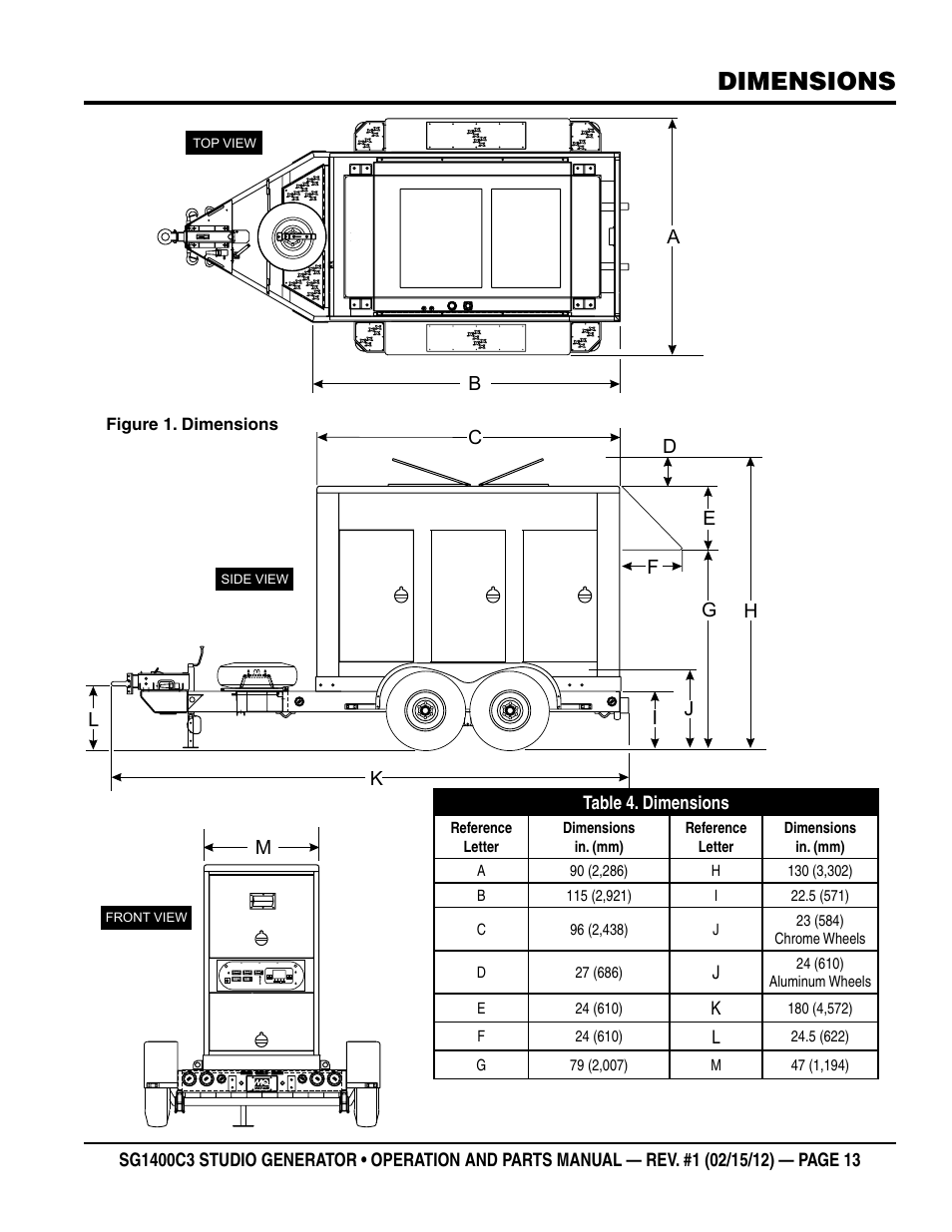 Dimensions | Multiquip SG1400C3-55748 User Manual | Page 13 / 116