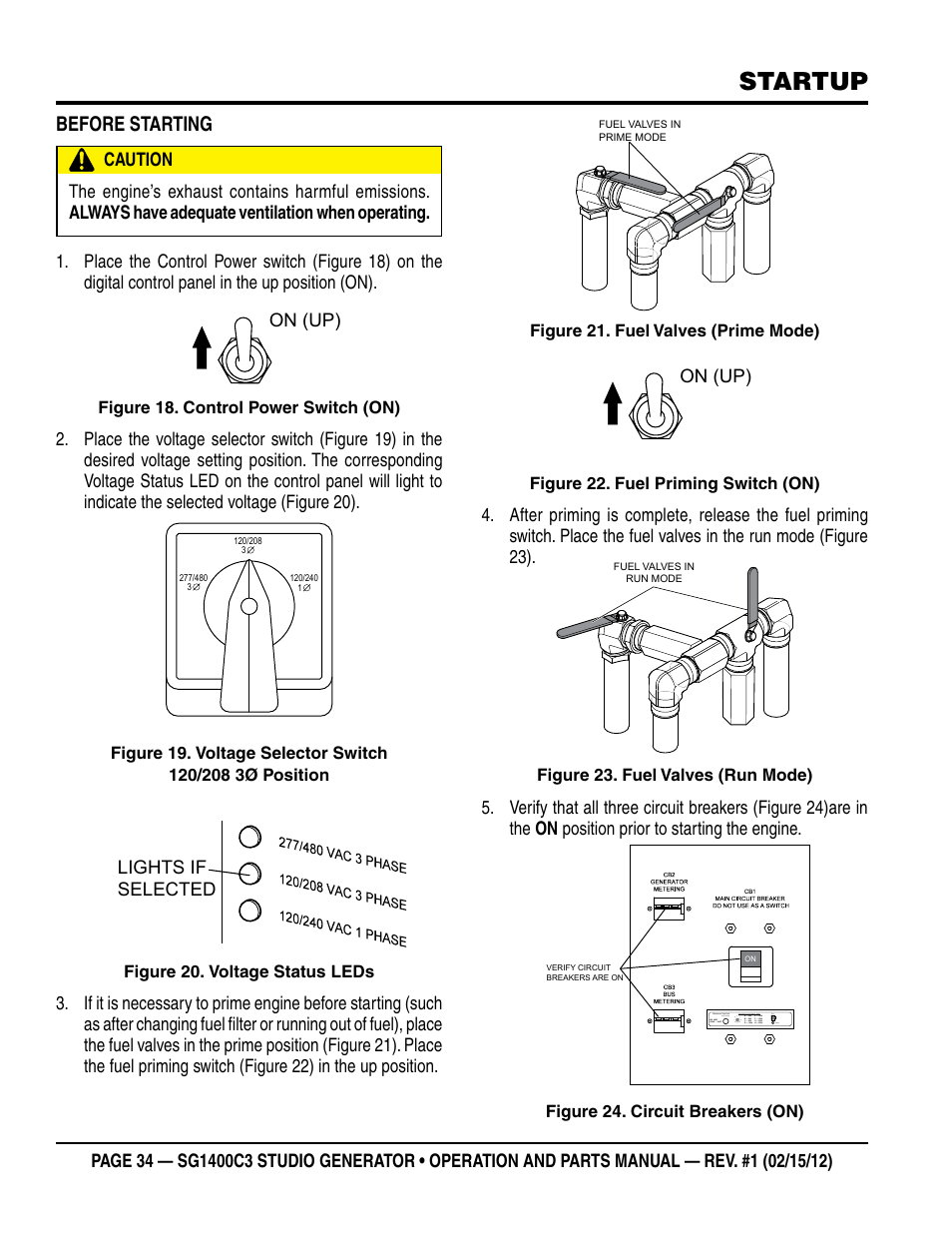 Startup, Before starting | Multiquip SG1400C3-55748 User Manual | Page 34 / 116