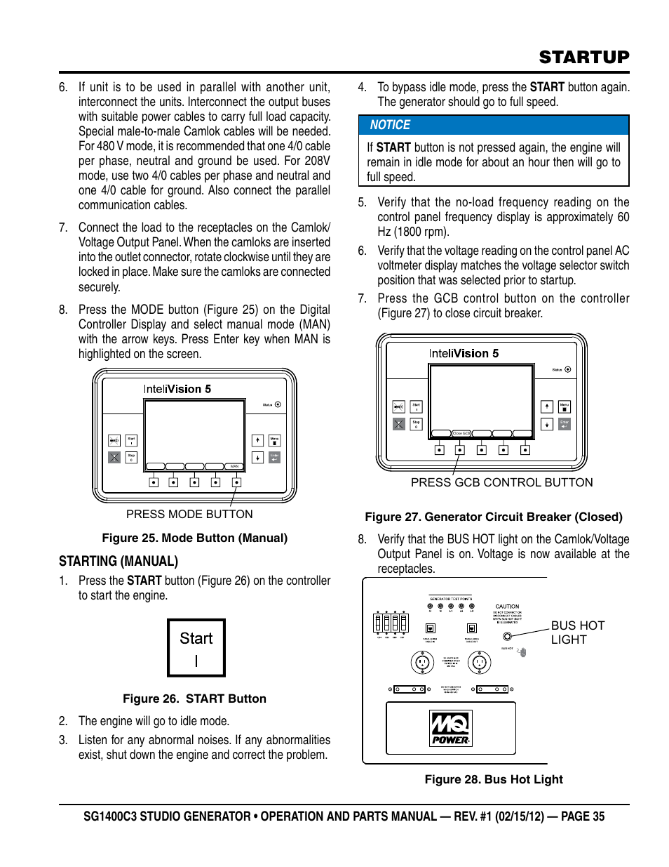 Startup | Multiquip SG1400C3-55748 User Manual | Page 35 / 116