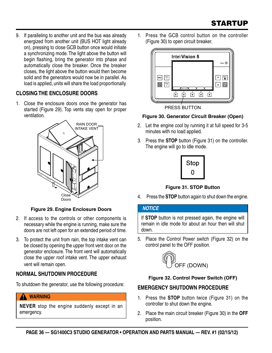 Startup | Multiquip SG1400C3-55748 User Manual | Page 36 / 116